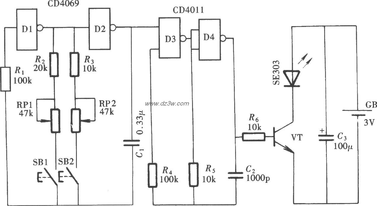 双通道红外线遥控开关(L电路图