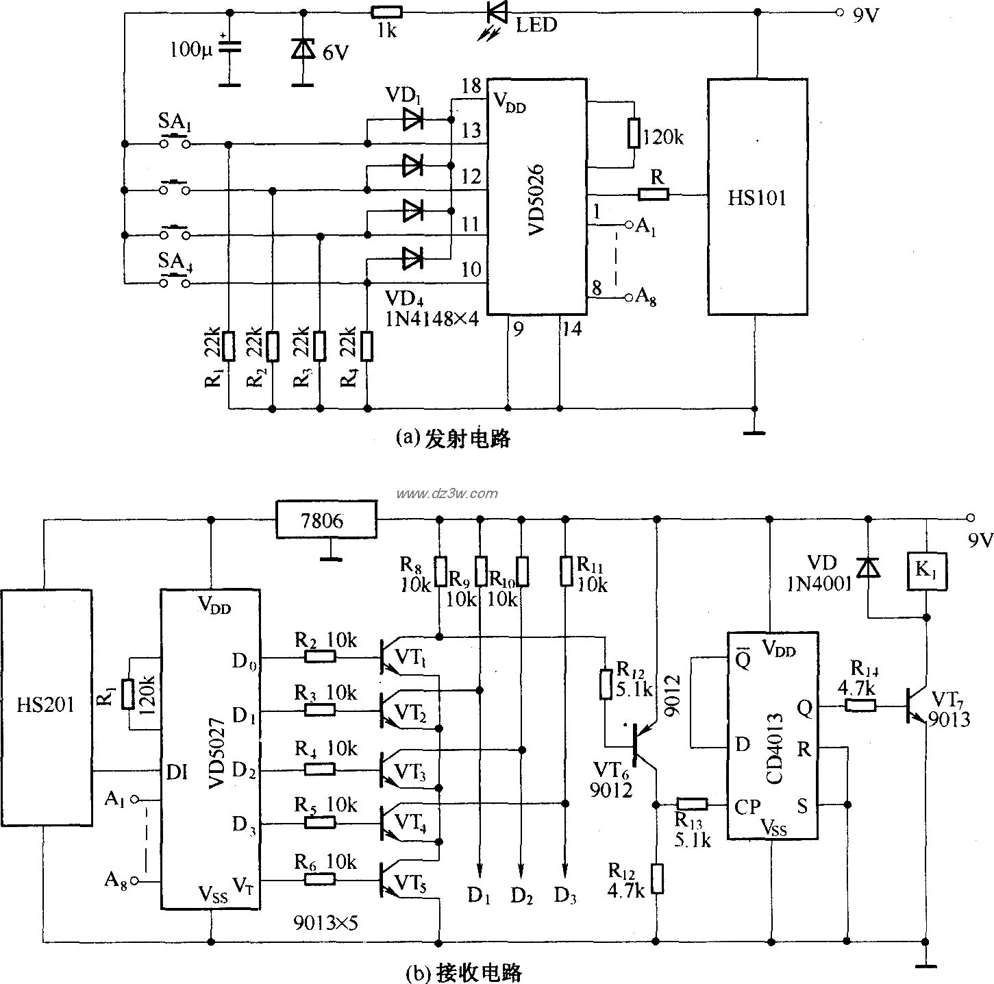 由HS101/HS201组成的四通电路图