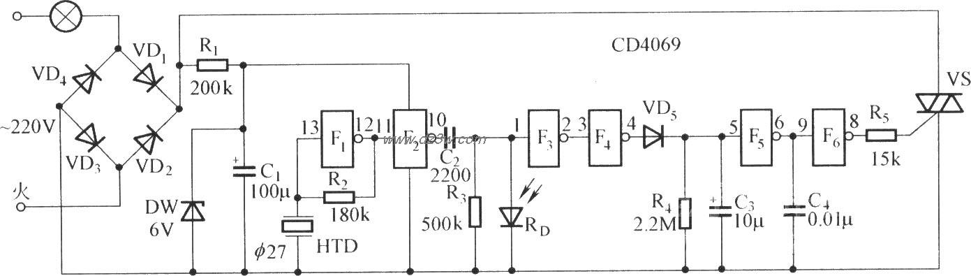 声控延时节电开关电路电路图