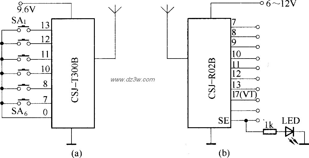 由CSJ-T300B与CSJ-R02B组电路图