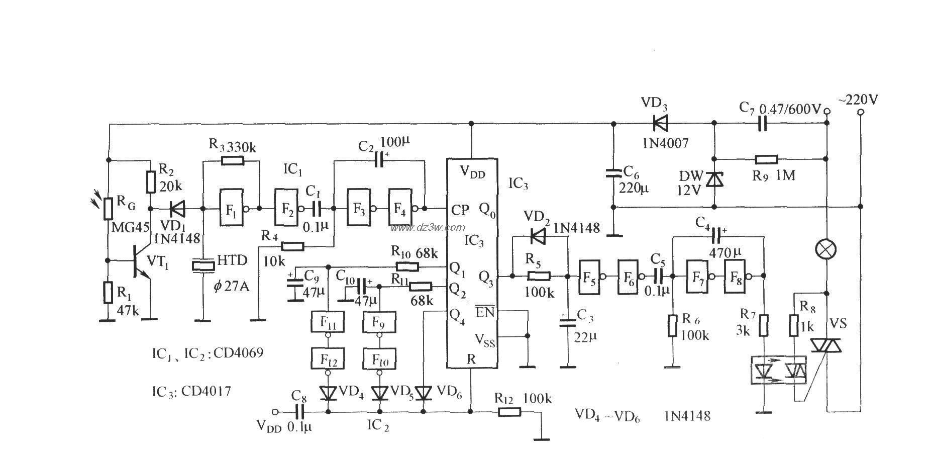 抗干扰节电开关电路电路图