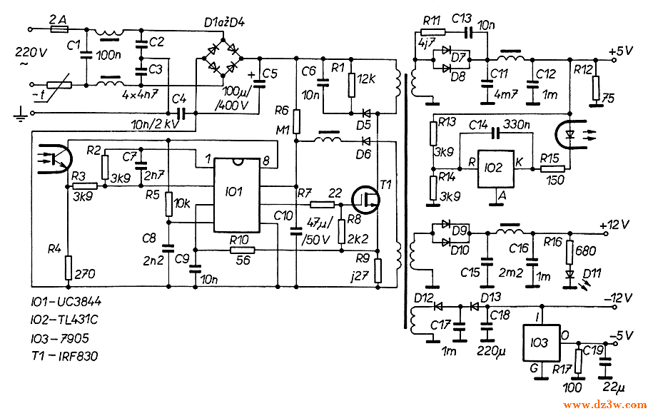 UC3844组成的正负5V,正负电路图