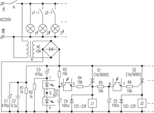 单开关控制多盏灯电路电路图