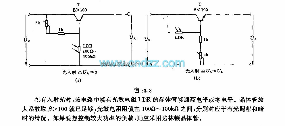 采用光敏电阻(LDR)的光控电路图