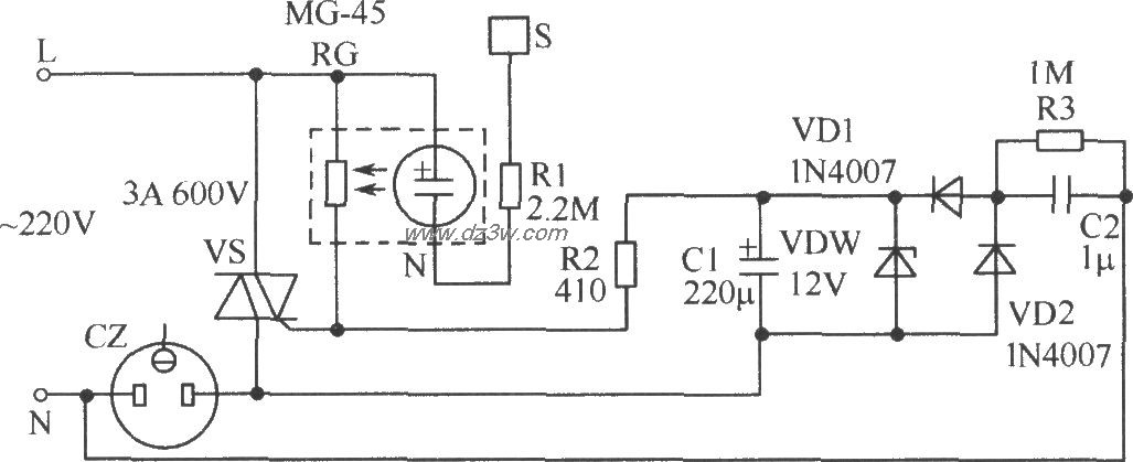 触摸插座电路电路图