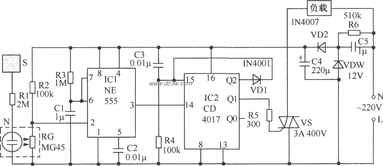 光电耦合器组成的触摸开电路图