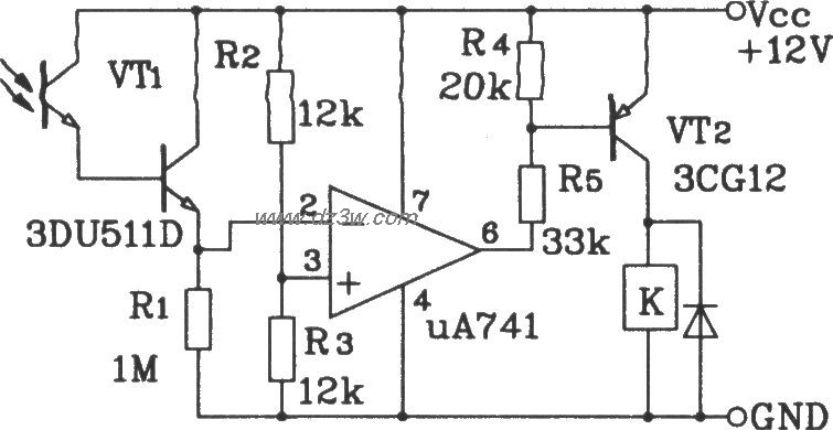 达林顿型光敏三极管光触电路图