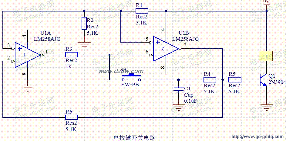 用LM258制作的单按键电子电路图
