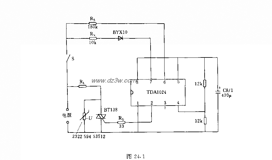 采用集成触发器TDAl024的电路图