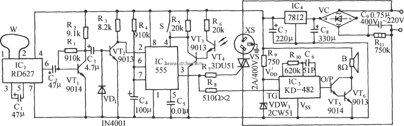 多普勒效应和光照双控自电路图
