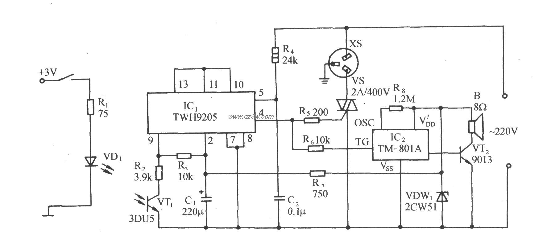用TWH9205的光电耦合型过电路图