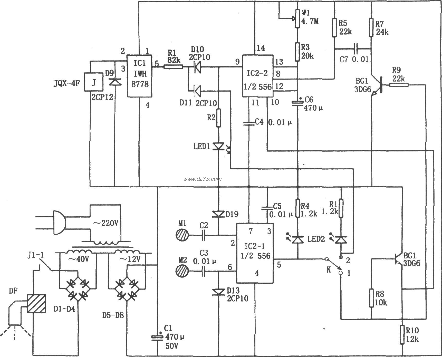 手触式定时供水控制阀电电路图