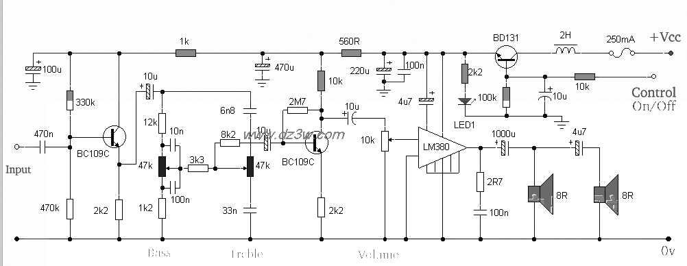 音频控制和软开关的放大电路图