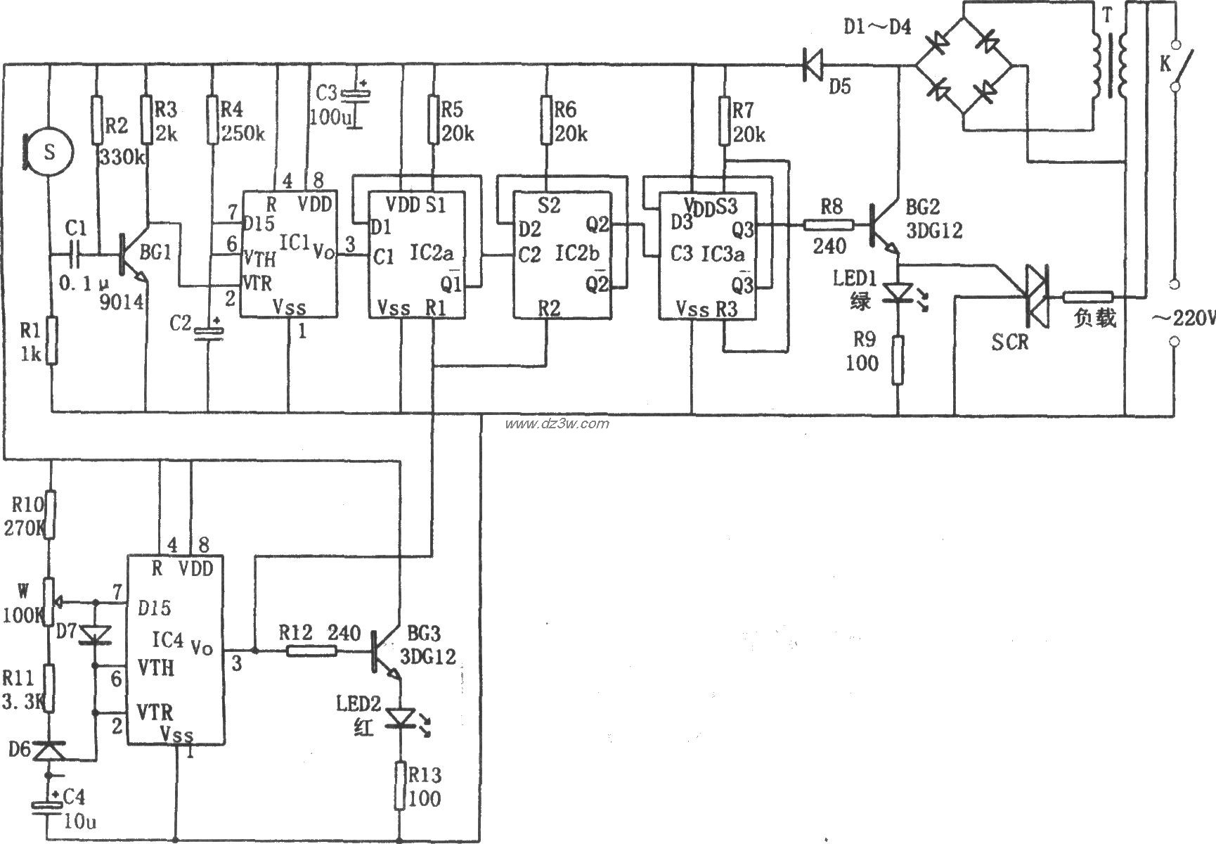 抗干扰的声控开关电路电路图