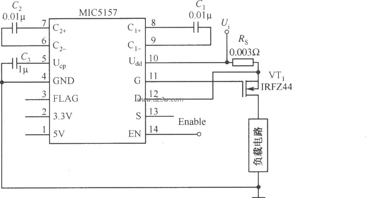 MIC5157组成的正沿触发的电路图