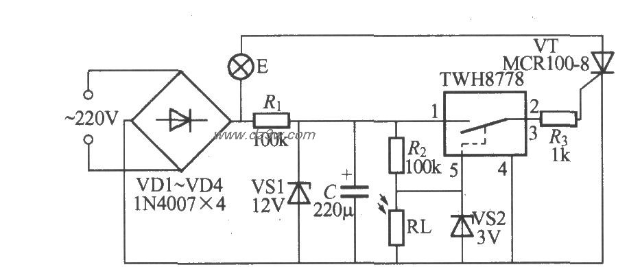 使用MAX837的光控路灯电电路图