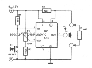 用555设计的过流检测器电电路图