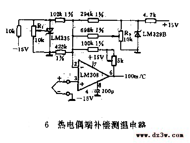 采用热电偶且测温范围很电路图