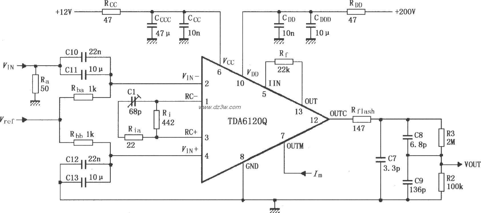 TDA6120Q的具有反馈因数电路图