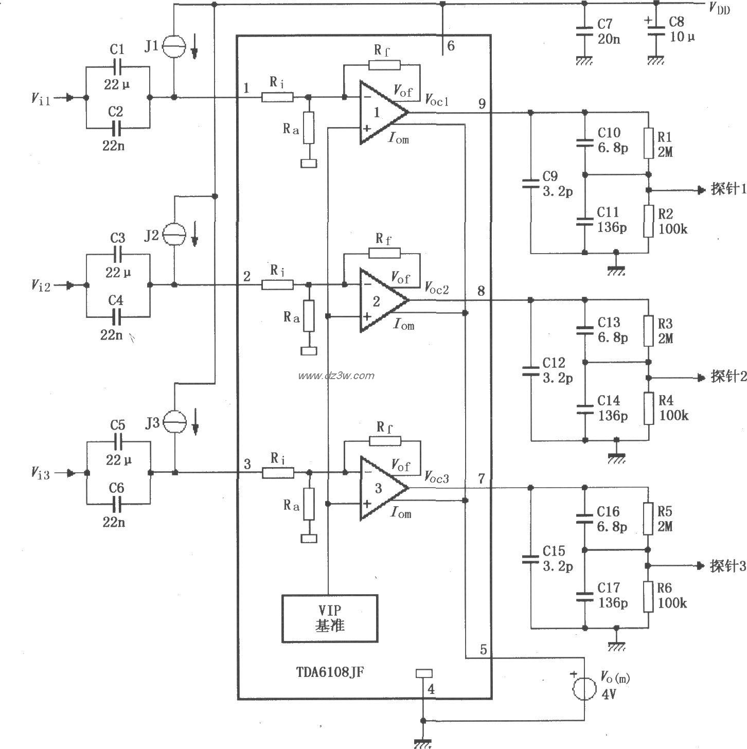 TDA6108JF的测试电路电路图