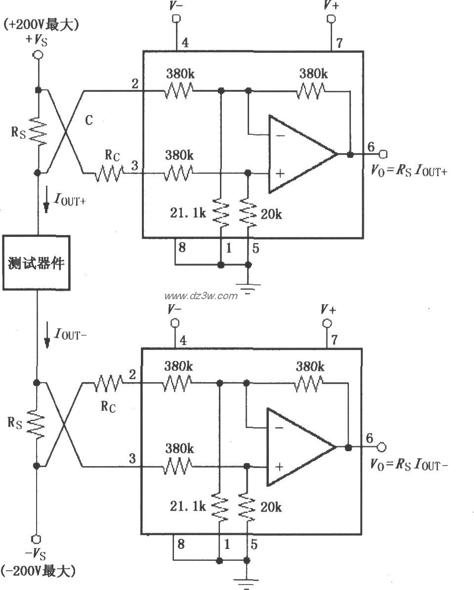 由INA117构成的测量器件电路图