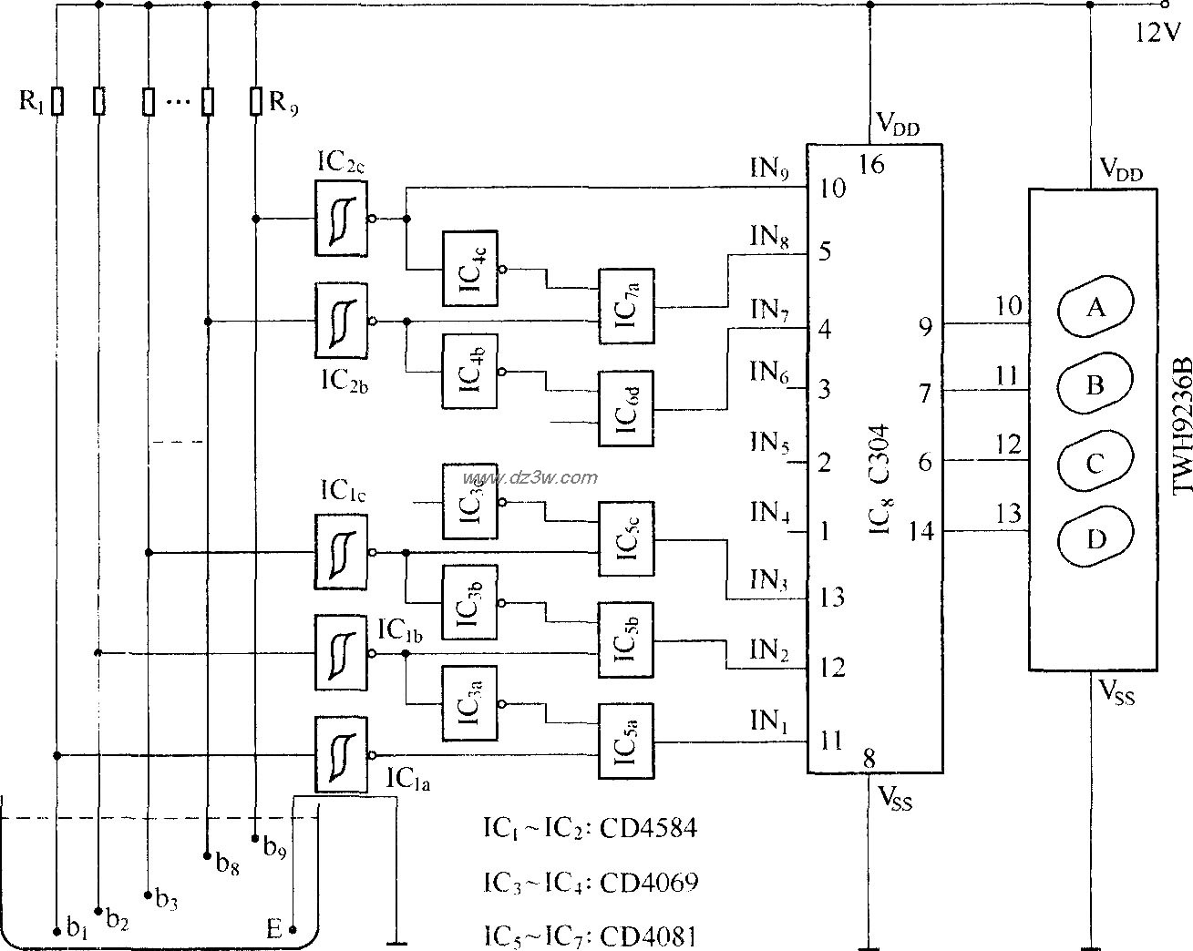水位检测遥测电路电路图