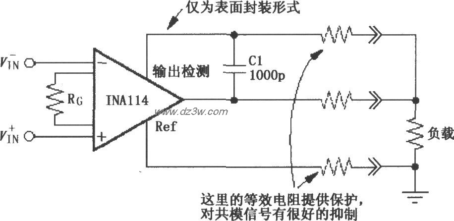 INA114构成的远距离负载电路图