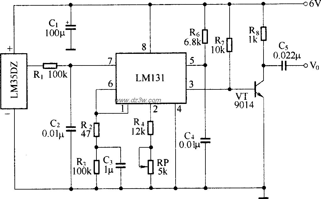温度检测、电压-频率变换电路图