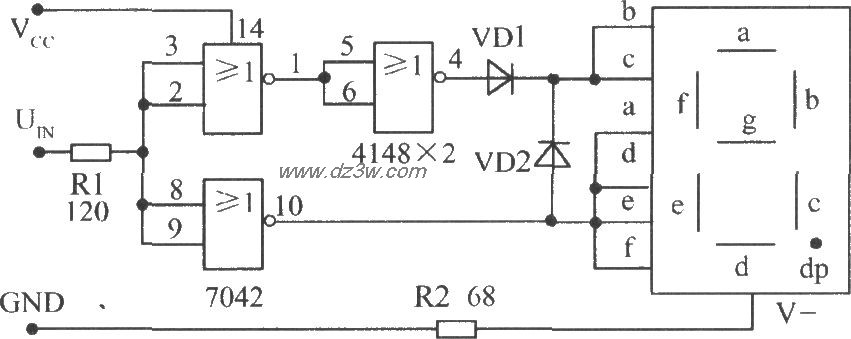 使用TTL或非门接成反相器电路图