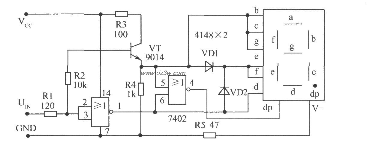 通过点亮小数点dp指示开电路图