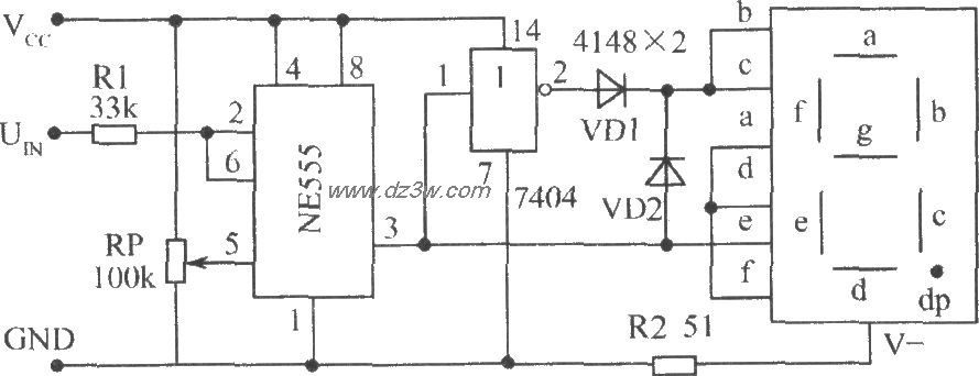 使用单时基电路NE555构成电路图