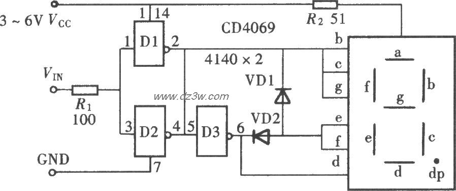 用门电路组成的文字显示电路图