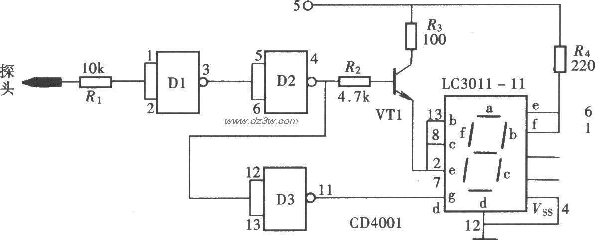 用门电路组成的文字显示电路图