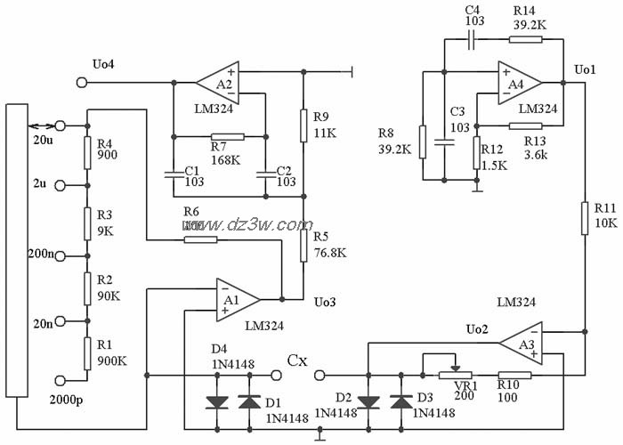 DTXXX数字万用表电容测量电路图