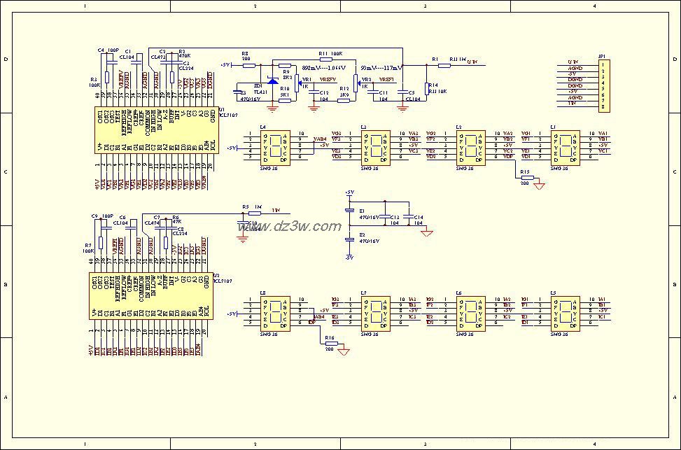 7107做的电压表电路（双电路图