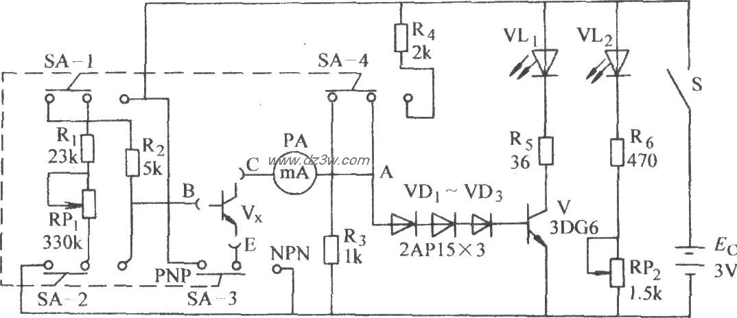 晶体管放大倍数测试电路电路图