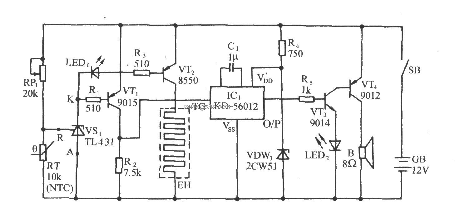 下限温度鸟鸣报叫及自动电路图