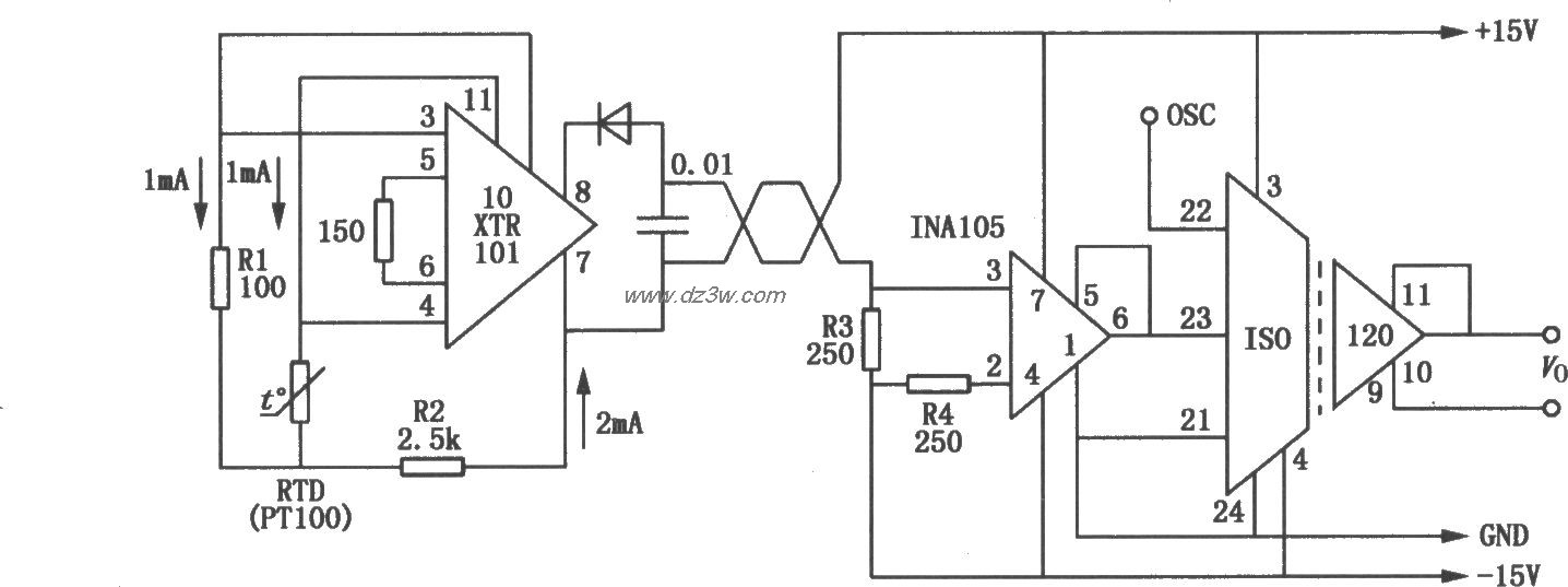 ISO120与XTR101组成的高电路图
