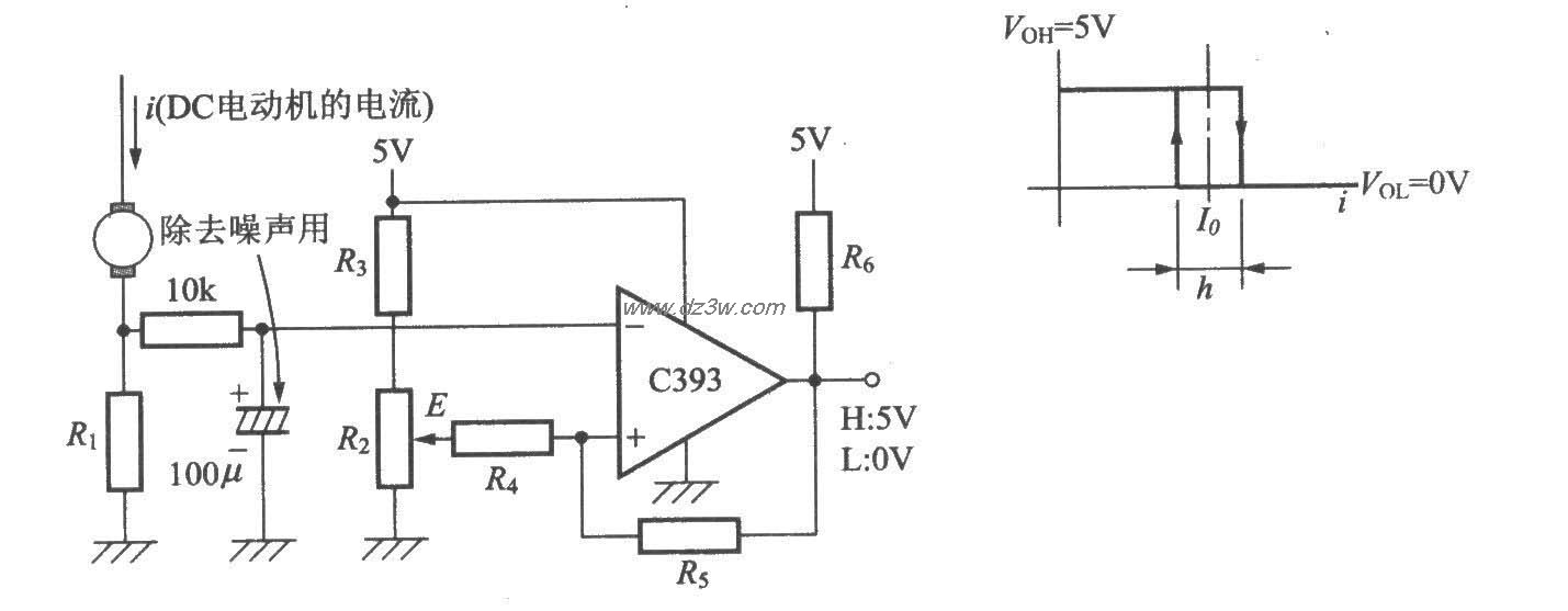检测DC电动机的电流是否电路图