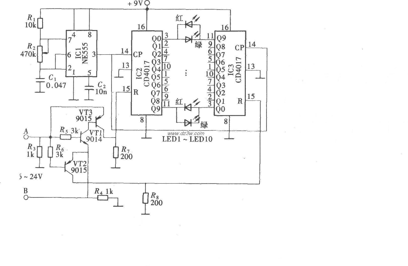 电流方向演示器(CD4017、电路图