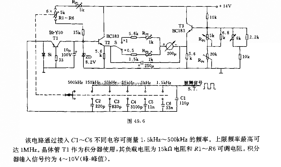 模拟式频率测量仪电路电路图