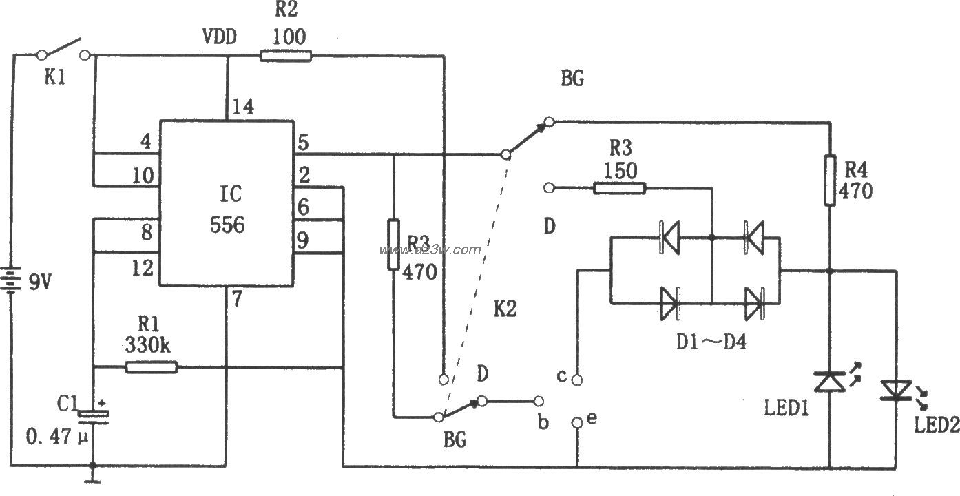 556构成的二极管、三极管电路图