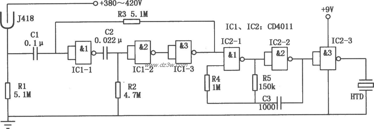 放射线检测仪电路(CD401电路图