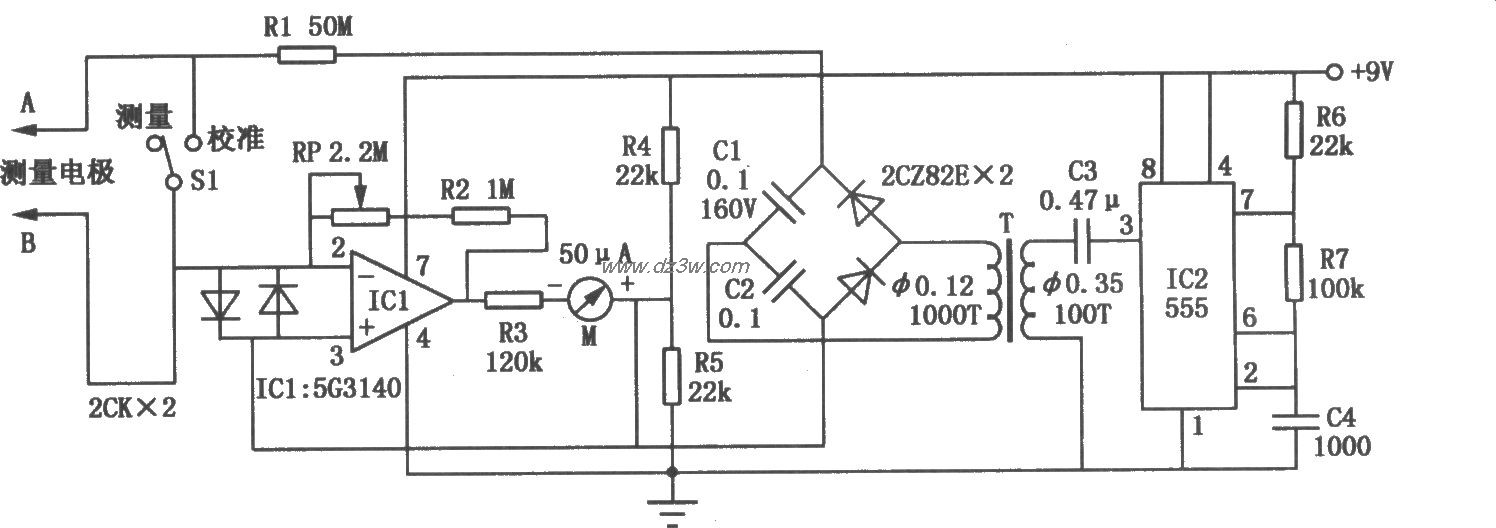 粮食水分测量仪电路电路图