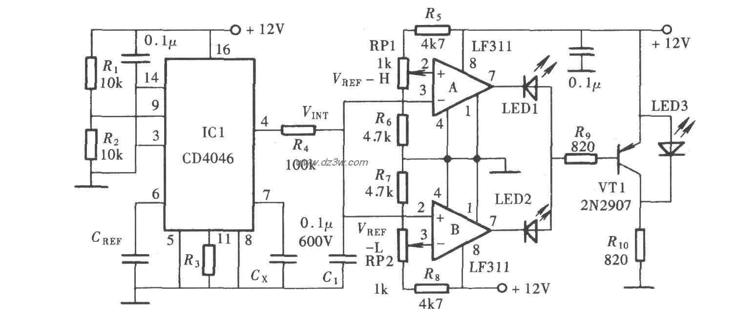 用CD4046组成的比较式电电路图