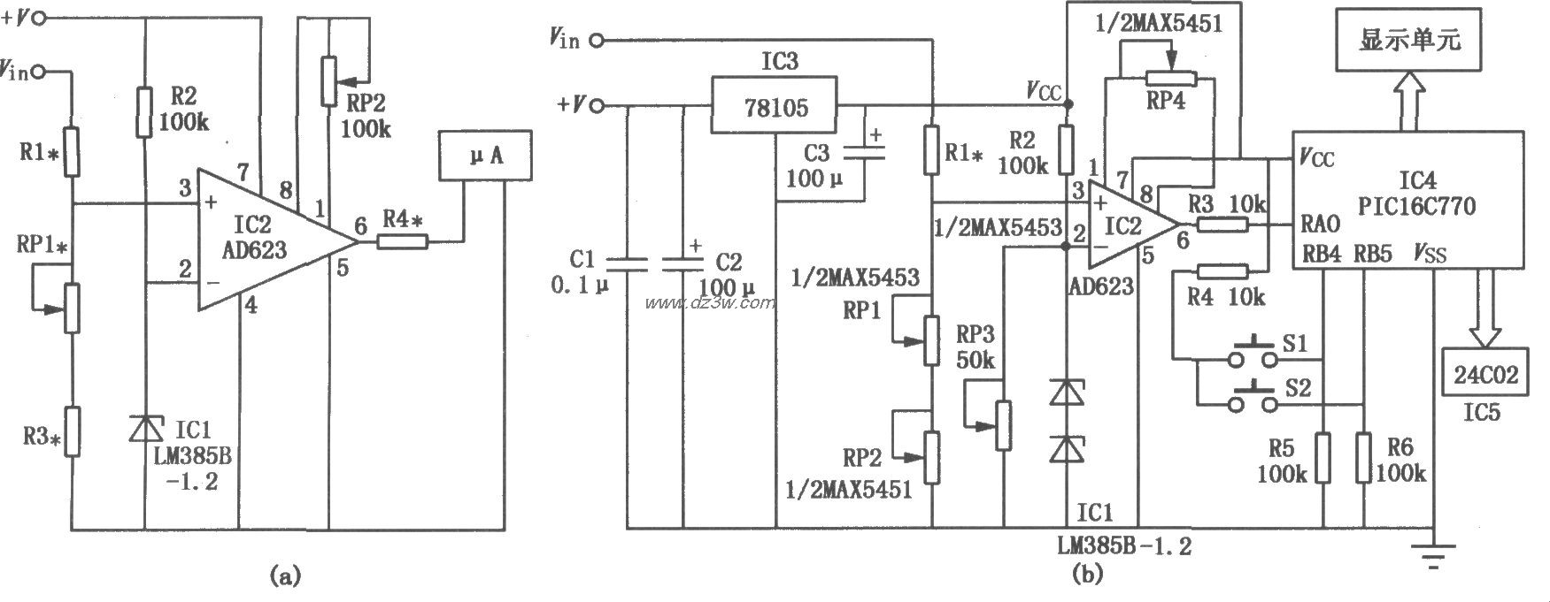 高精度区间电压表电原理电路图