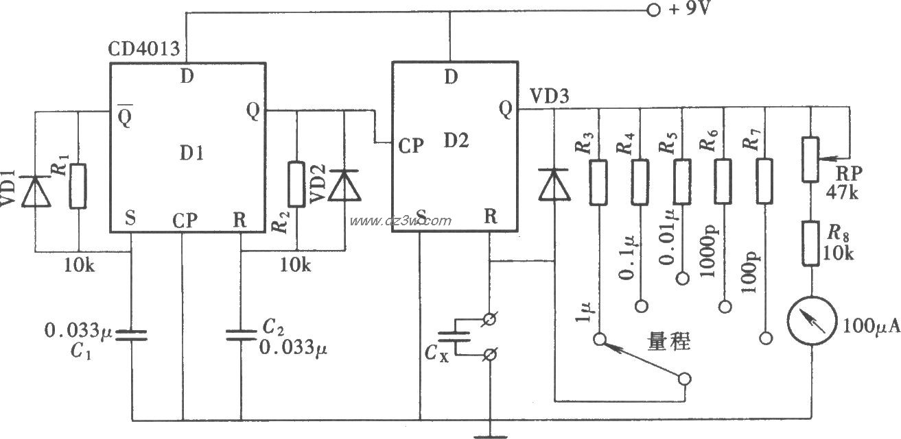 模拟式电容测量仪(CD401电路图