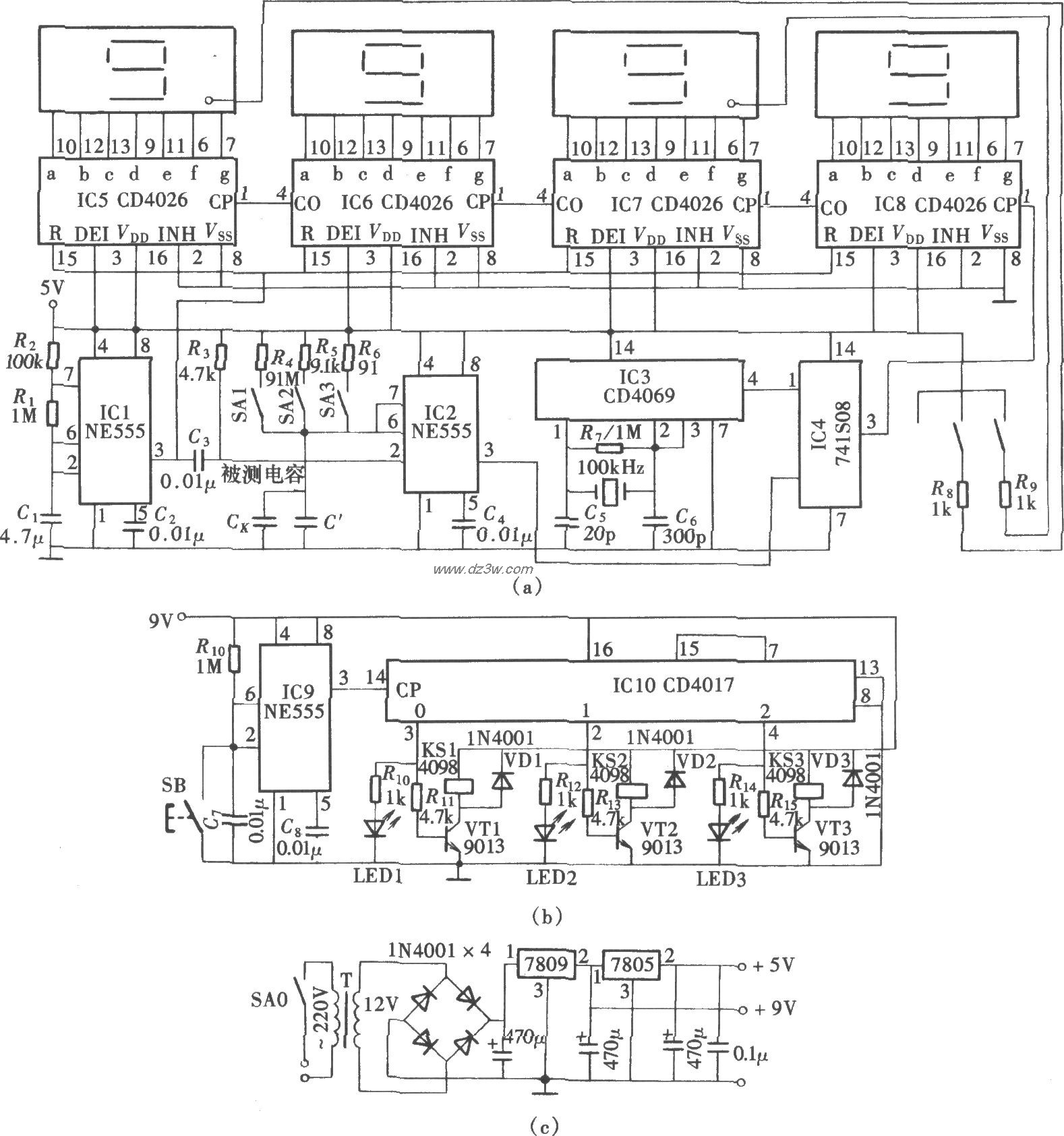 四位数字电容表电路图