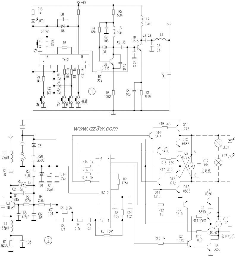 遥控玩具赛车的电路电路图