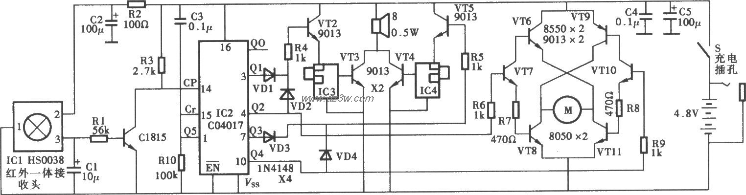 红外遥控玩具汽车电路电路图